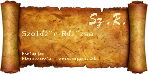Szolár Rózsa névjegykártya